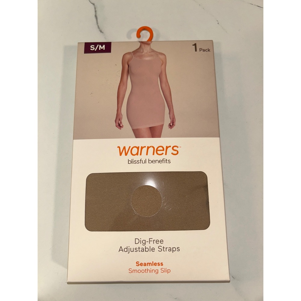 Warners Blissful Benefits Smoothing Slip Beige Seamless Adjustable Straps S/M
